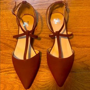 Burgundy Pointed Toe Flats NWOT